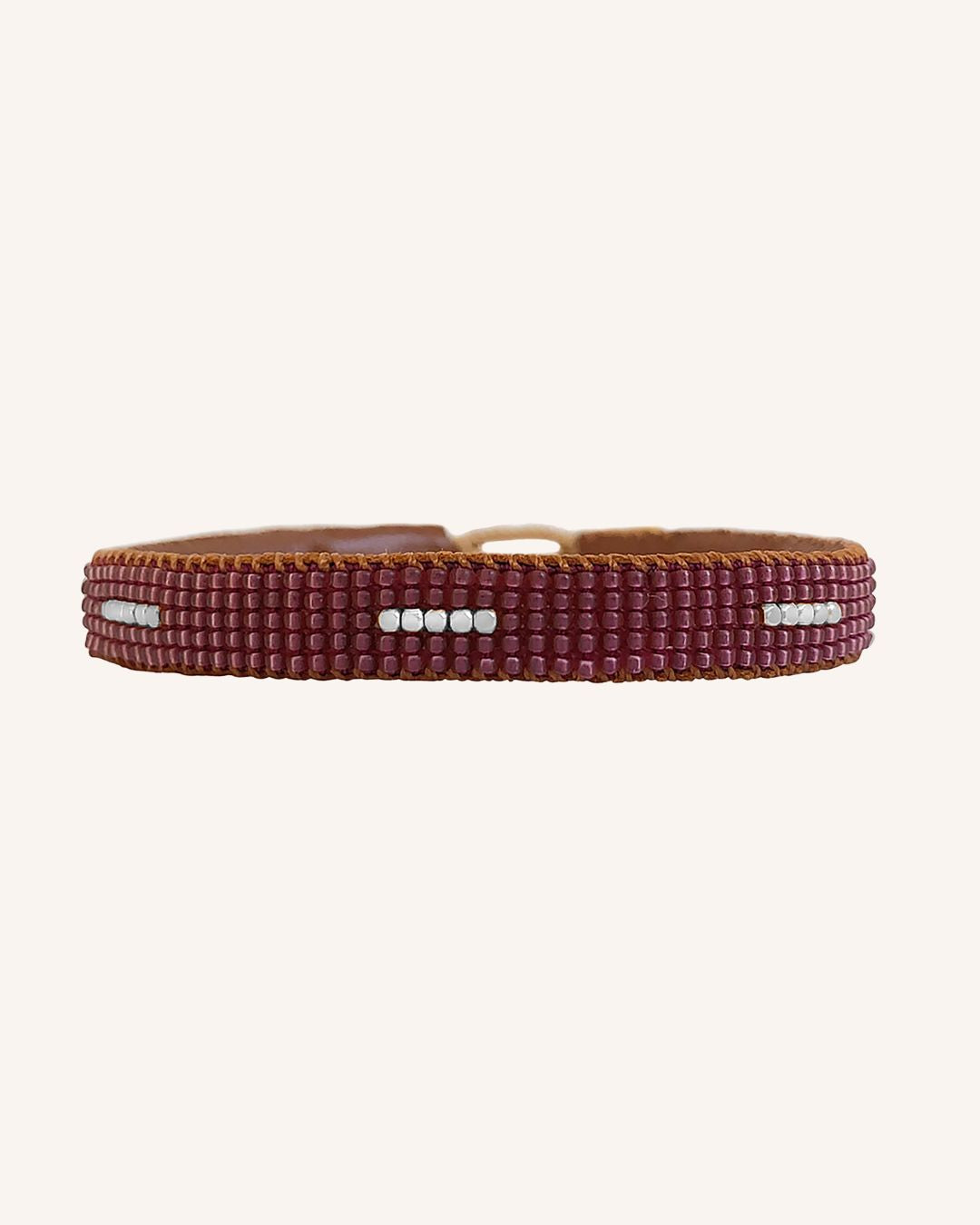 IBU Armband "Stripe" - Maroon Silber