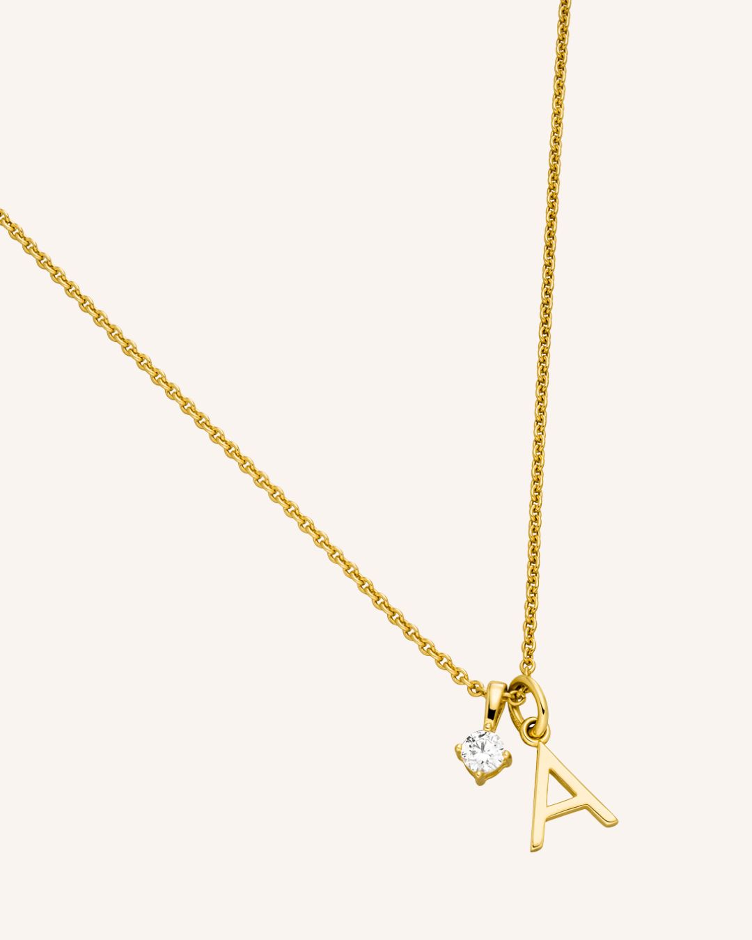Initialenkette mit Zirkonia - Gold