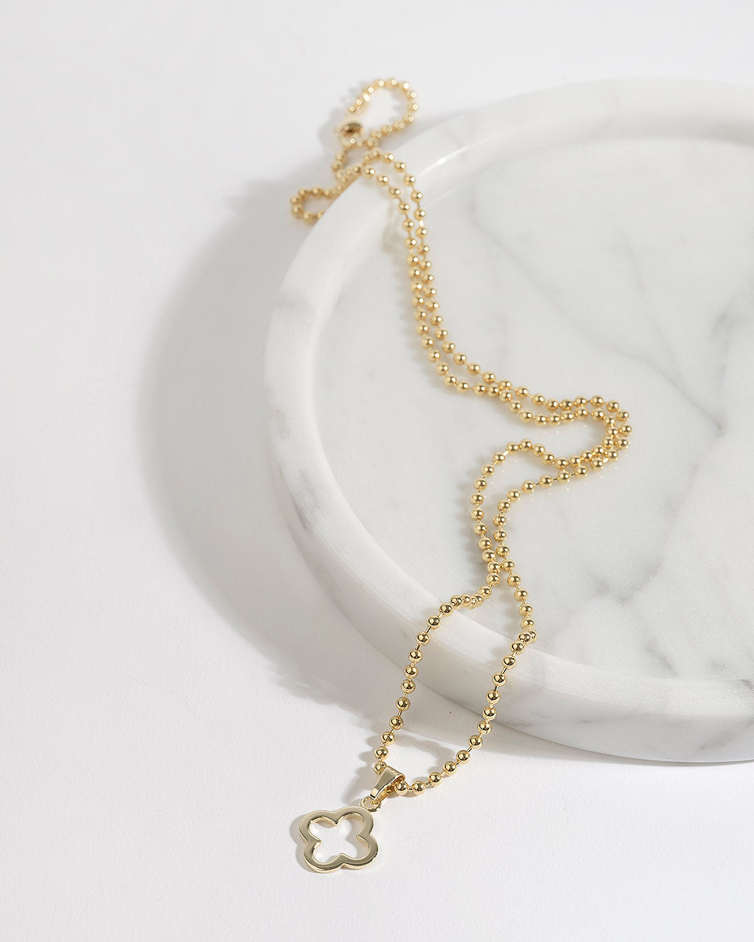 Halskette "Kleeblatt" - Kugelkette Gold