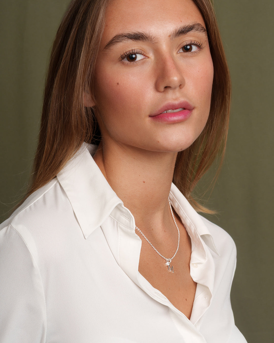 Initialenkette mit Zirkonia - Silber