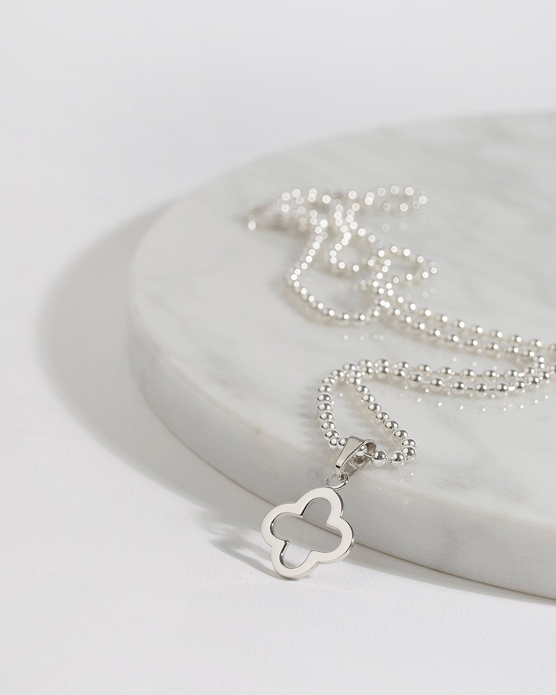 Halskette "Kleeblatt" - Kugelkette Silber