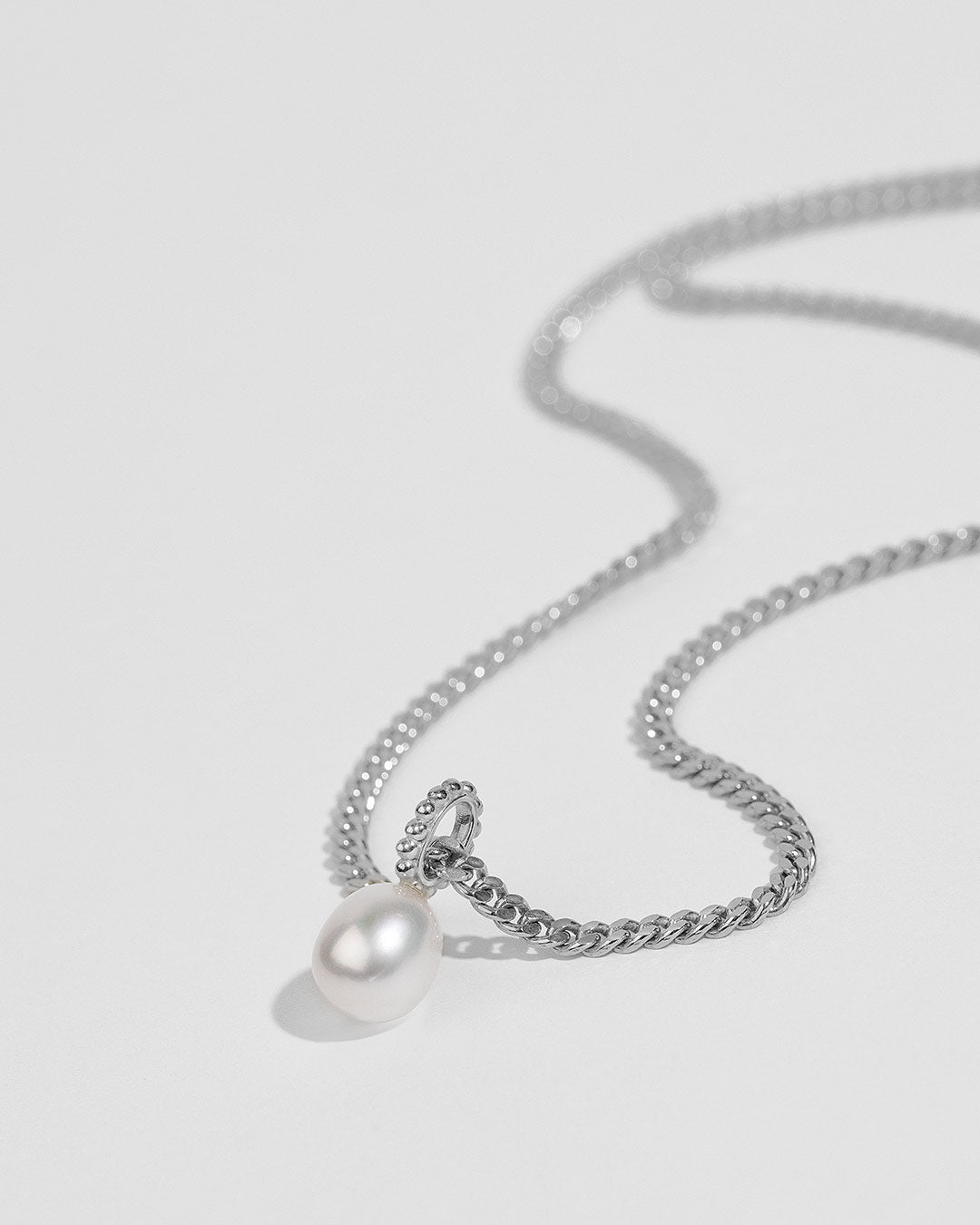 Halskette "Perle" - Panzerkette Silber