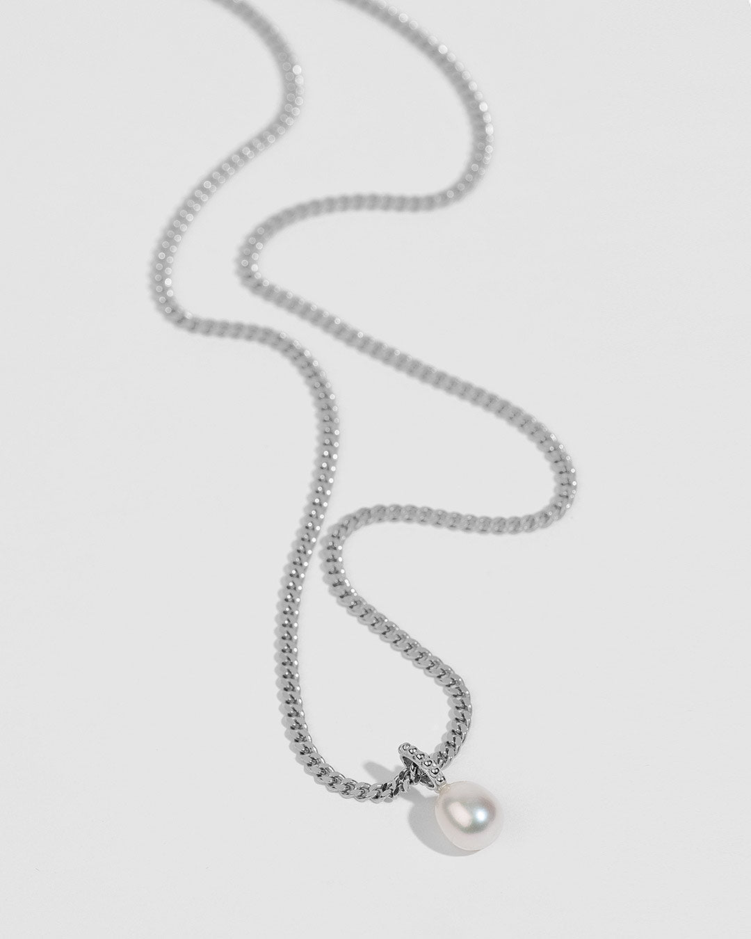 Halskette "Perle" - Panzerkette Silber