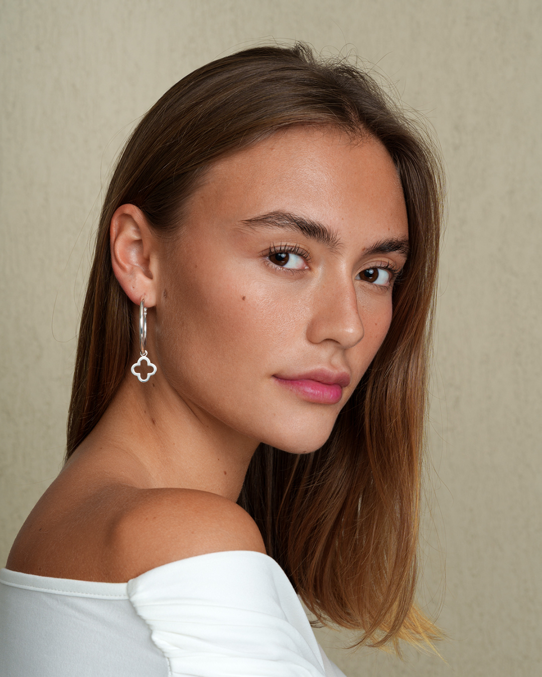 Kleeblatt Creolen - Silber