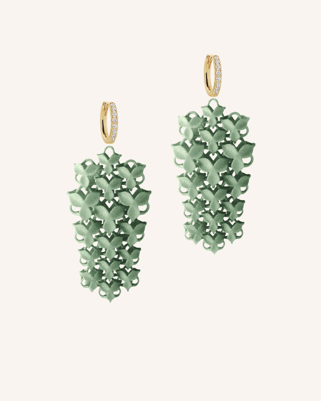 Fabnora Ohrringe "Blossom" - Pistazie/Gold