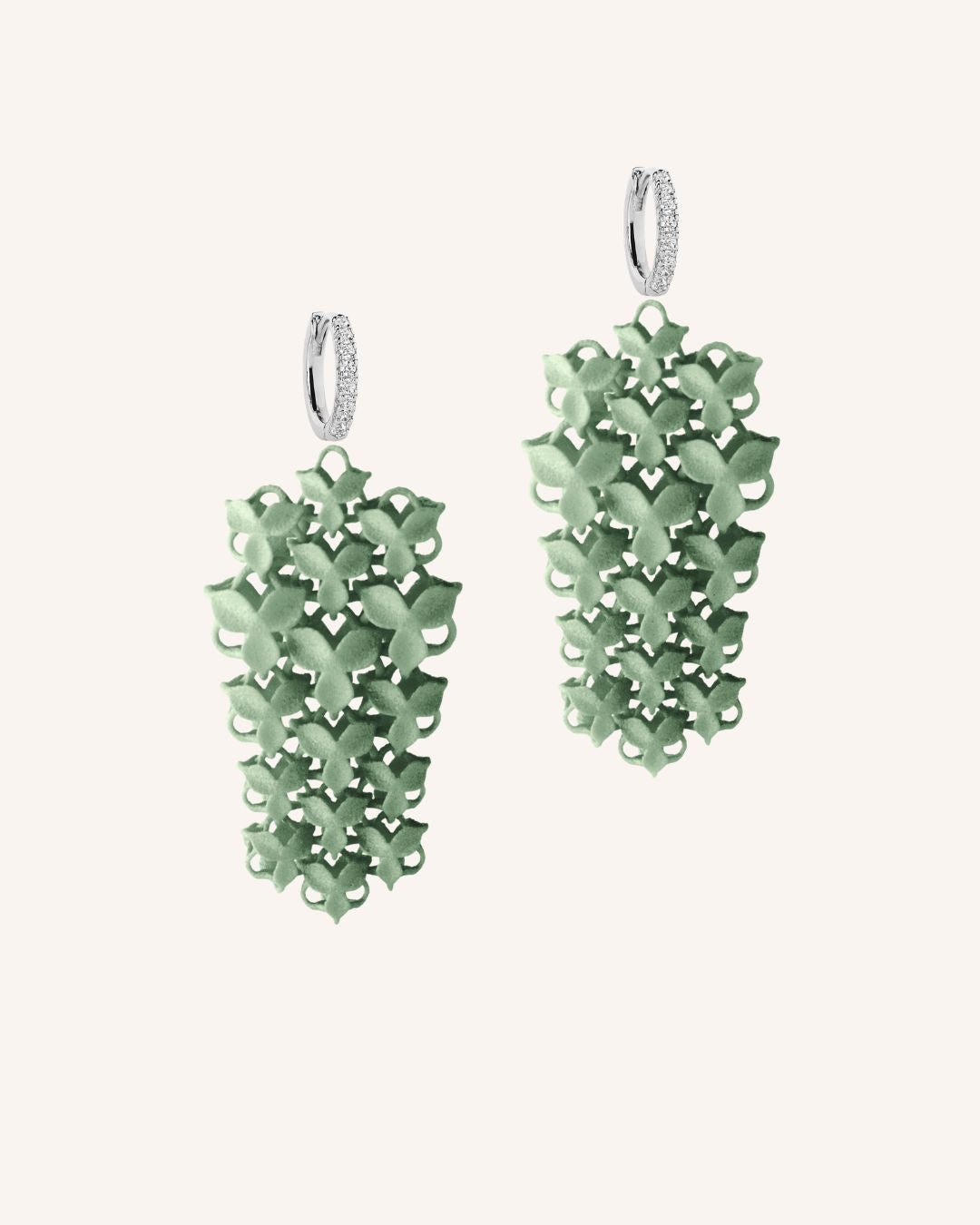 Fabnora Ohrringe "Blossom" - Pistazie/Silber