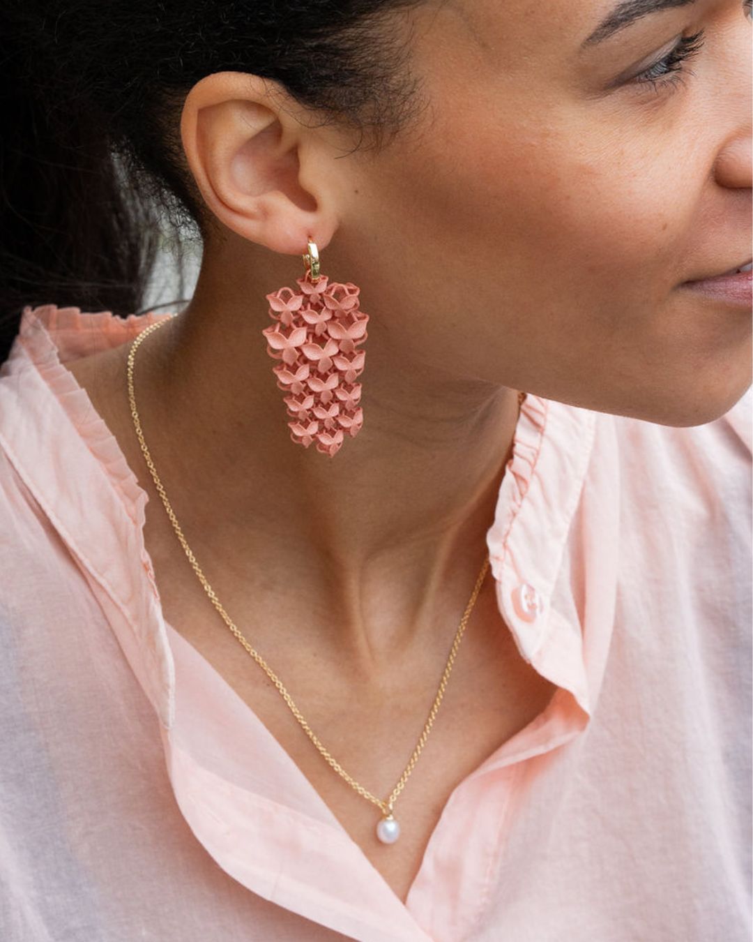 Fabnora Ohrringe "Blossom" - Koralle/Gold