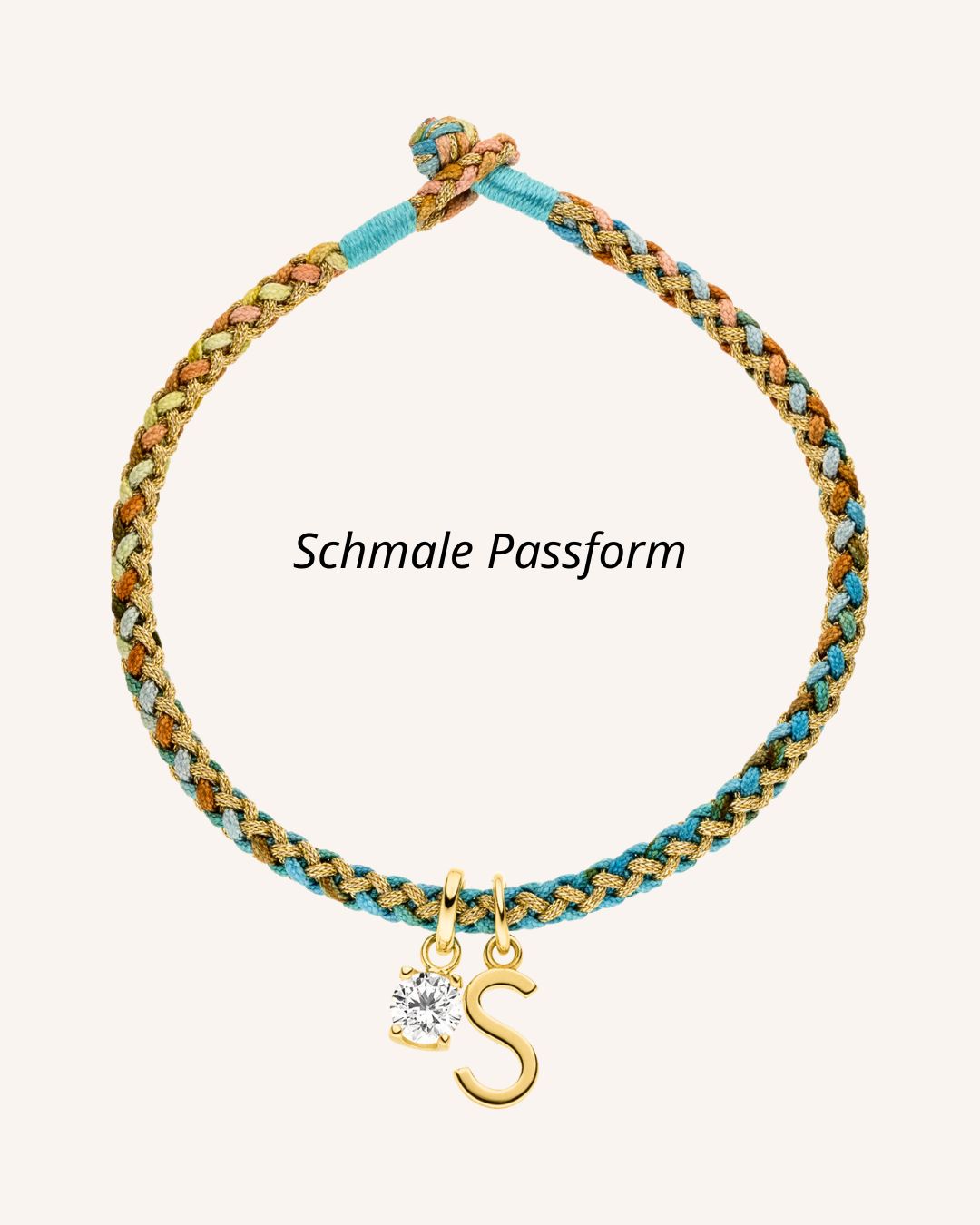Kordelarmband "Türkis" mit 2 Anhängern