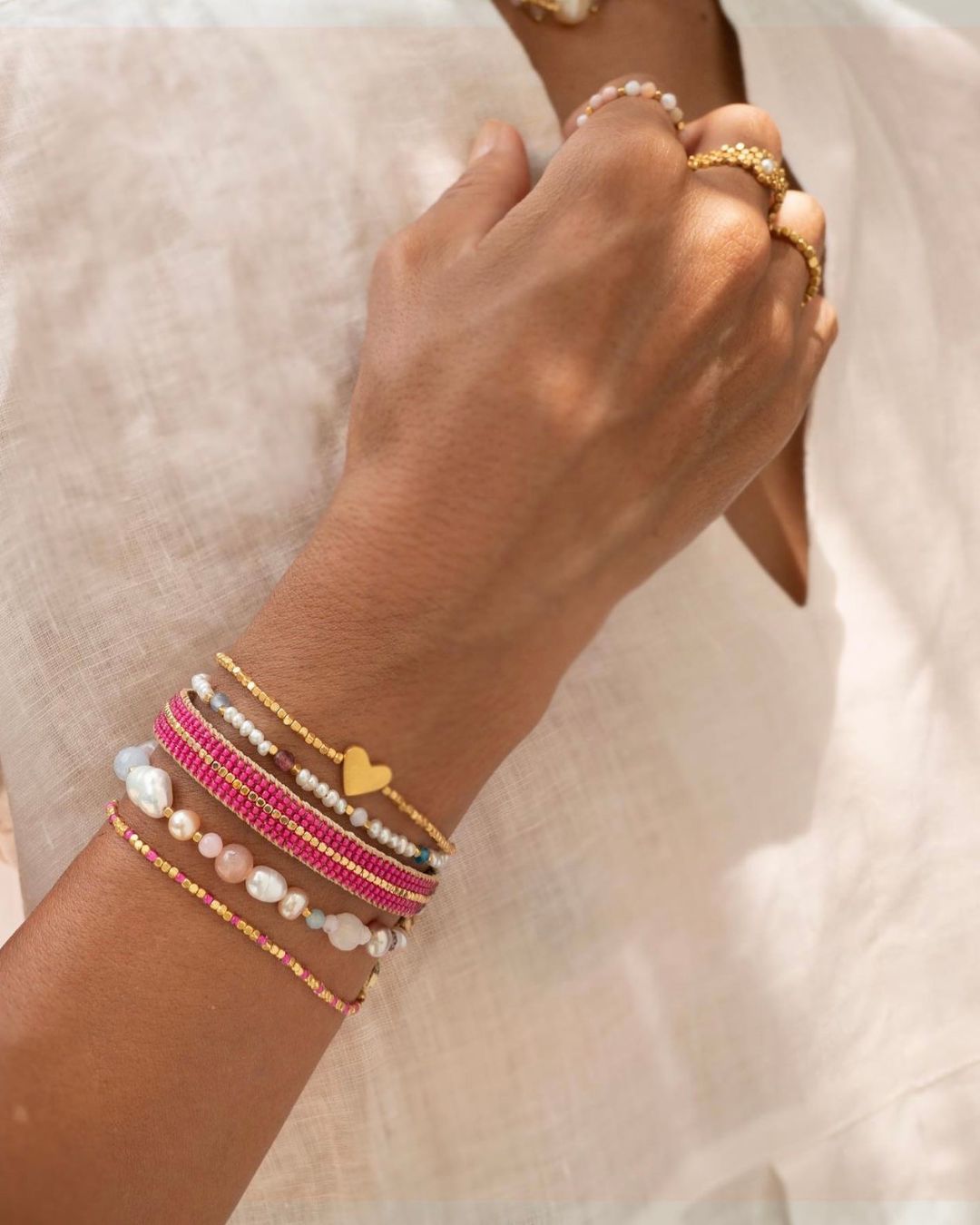 IBU Armband "Stripe" - Pink/Gold