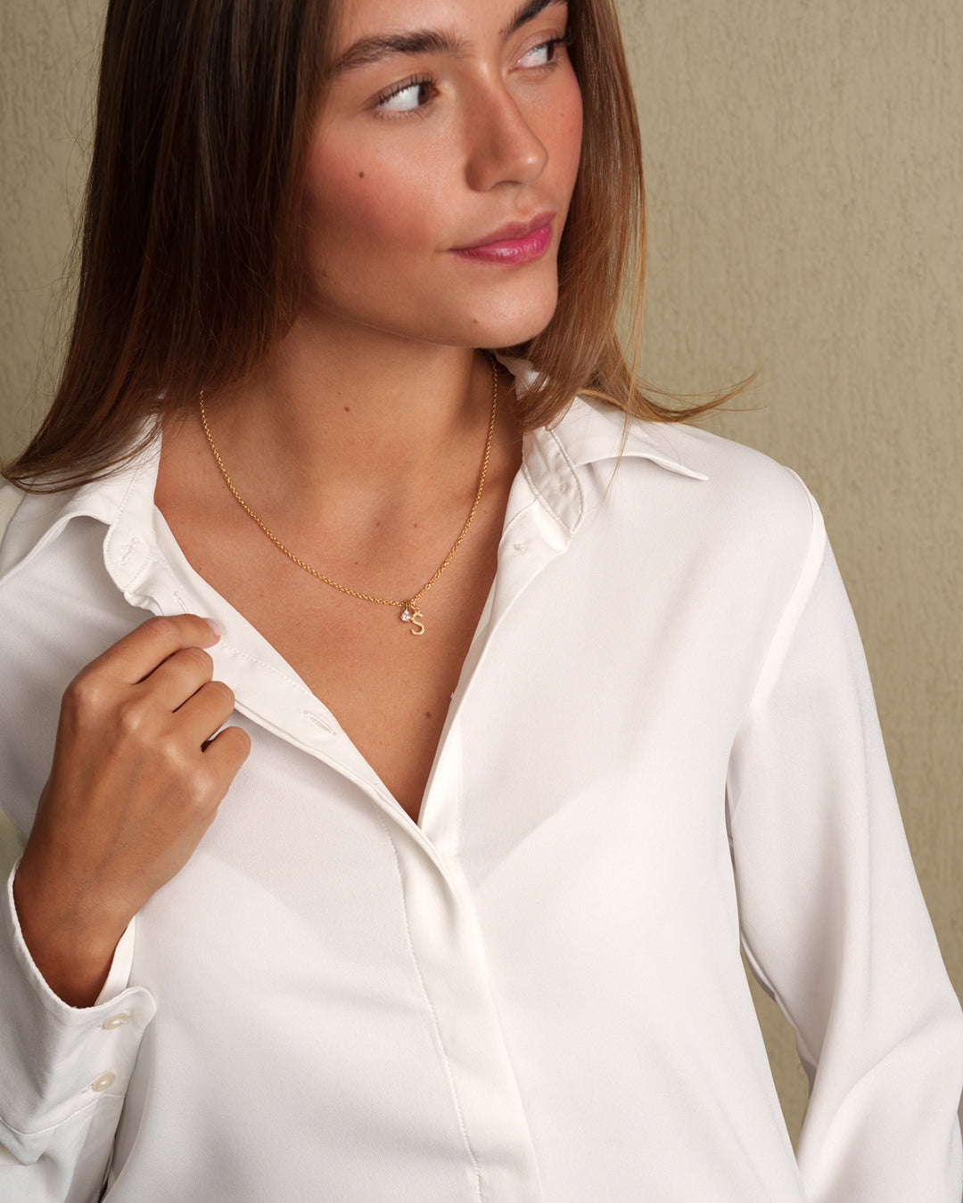 Initialenkette mit Zirkonia - Gold