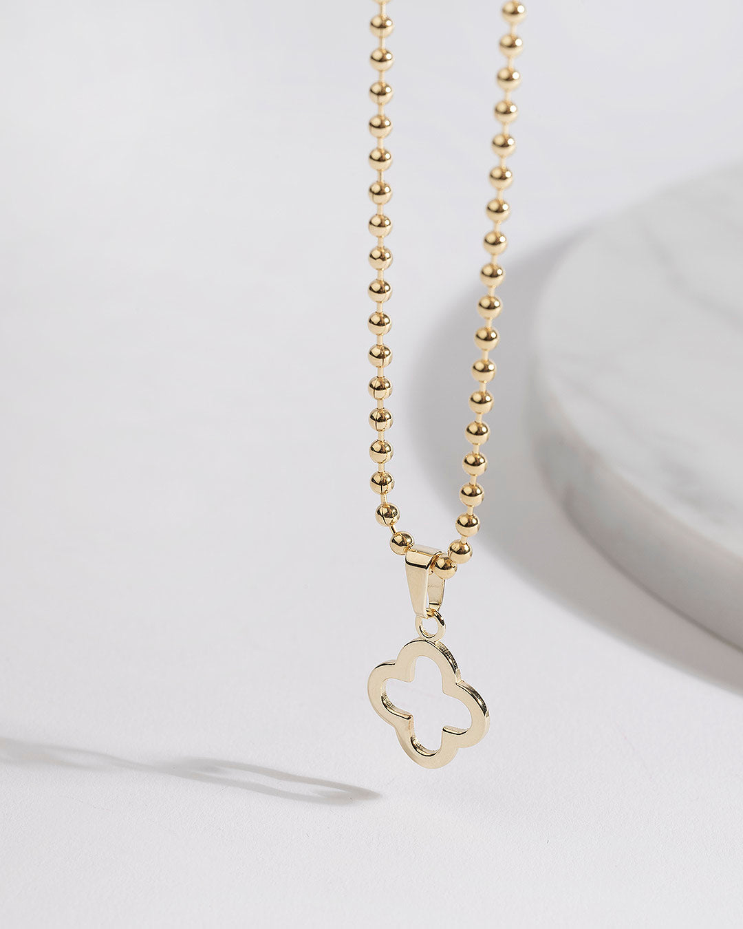 Halskette "Kleeblatt" - Kugelkette Gold