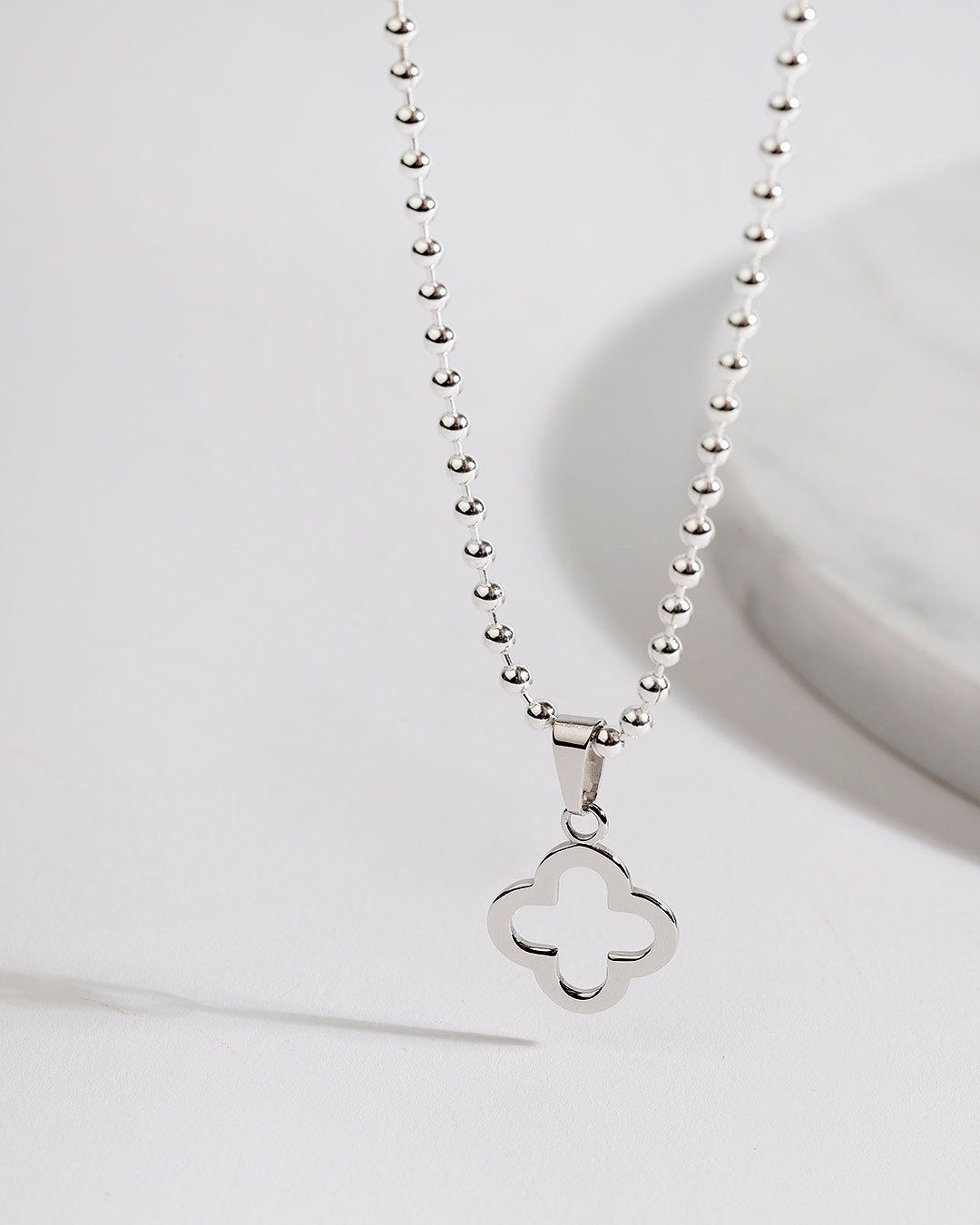 Halskette "Kleeblatt" - Kugelkette Silber