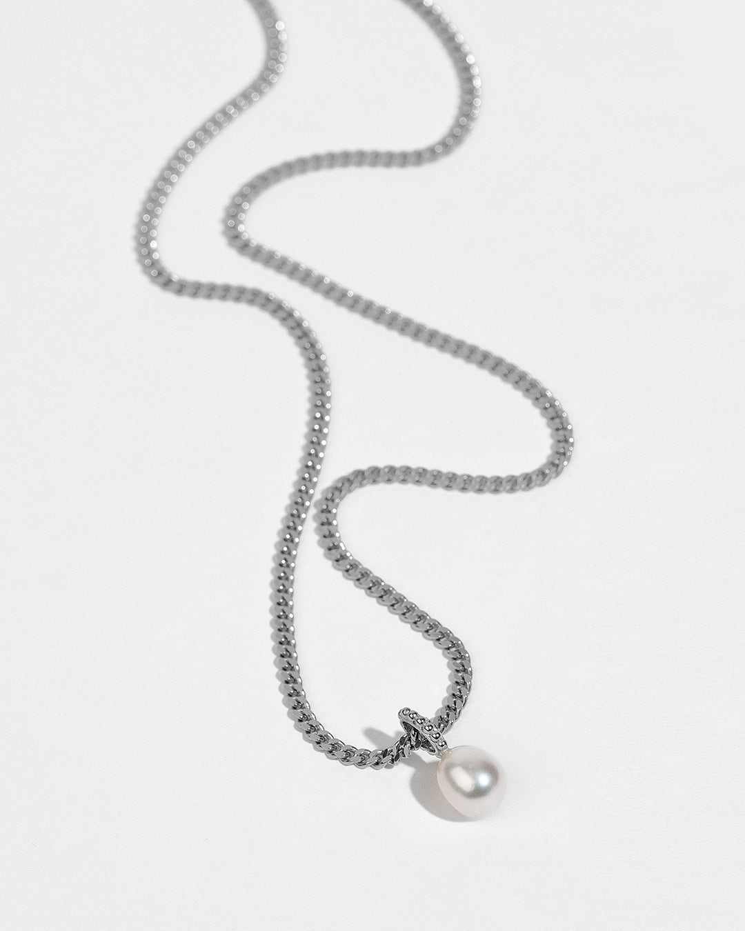 Halskette "Perle" - Panzerkette Silber