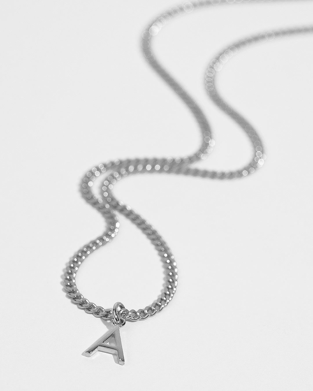 Halskette "Letter" - Panzerkette Silber