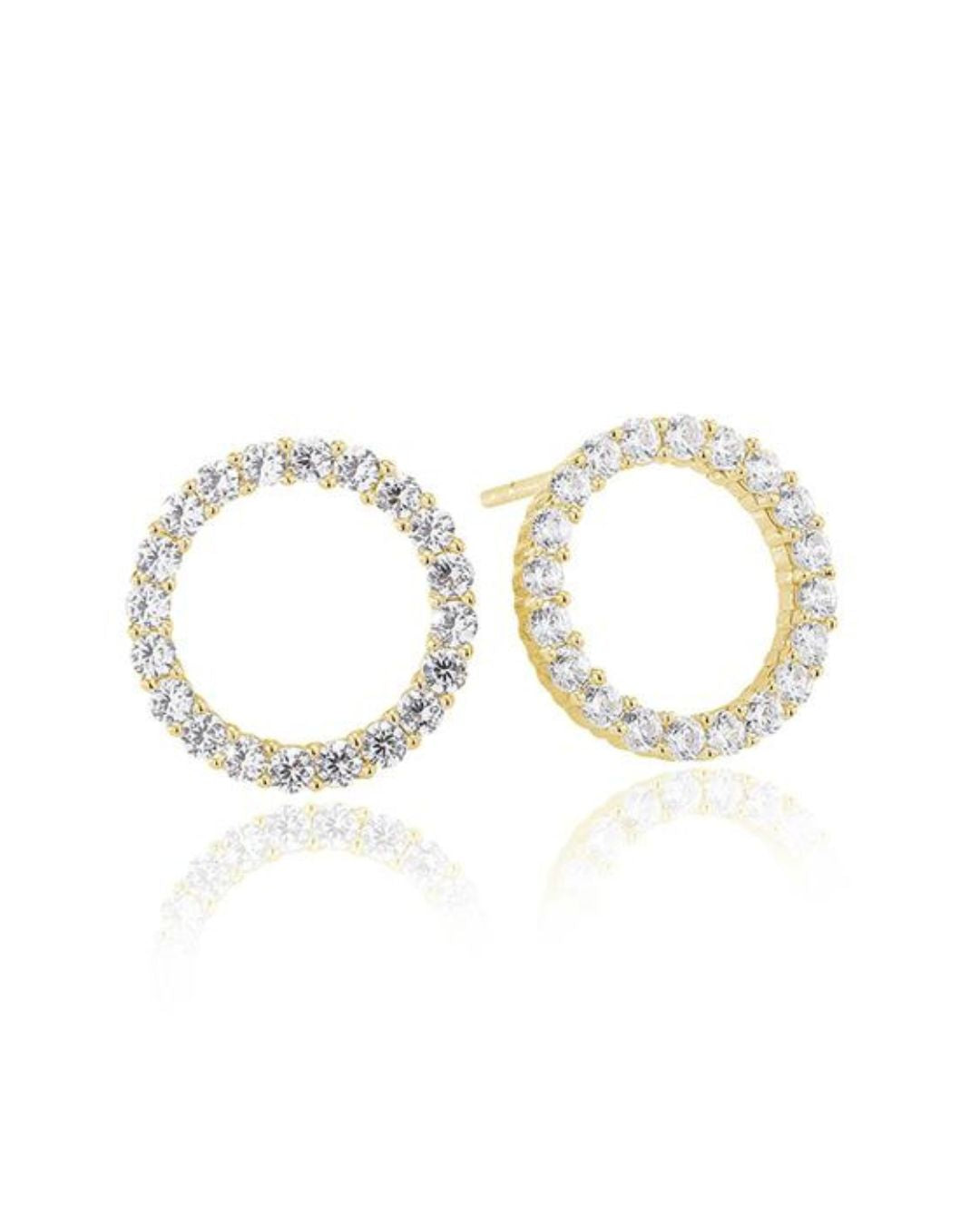 Zirkonia Ohrringe „Circle" Gold – 925er Sterlingsilber