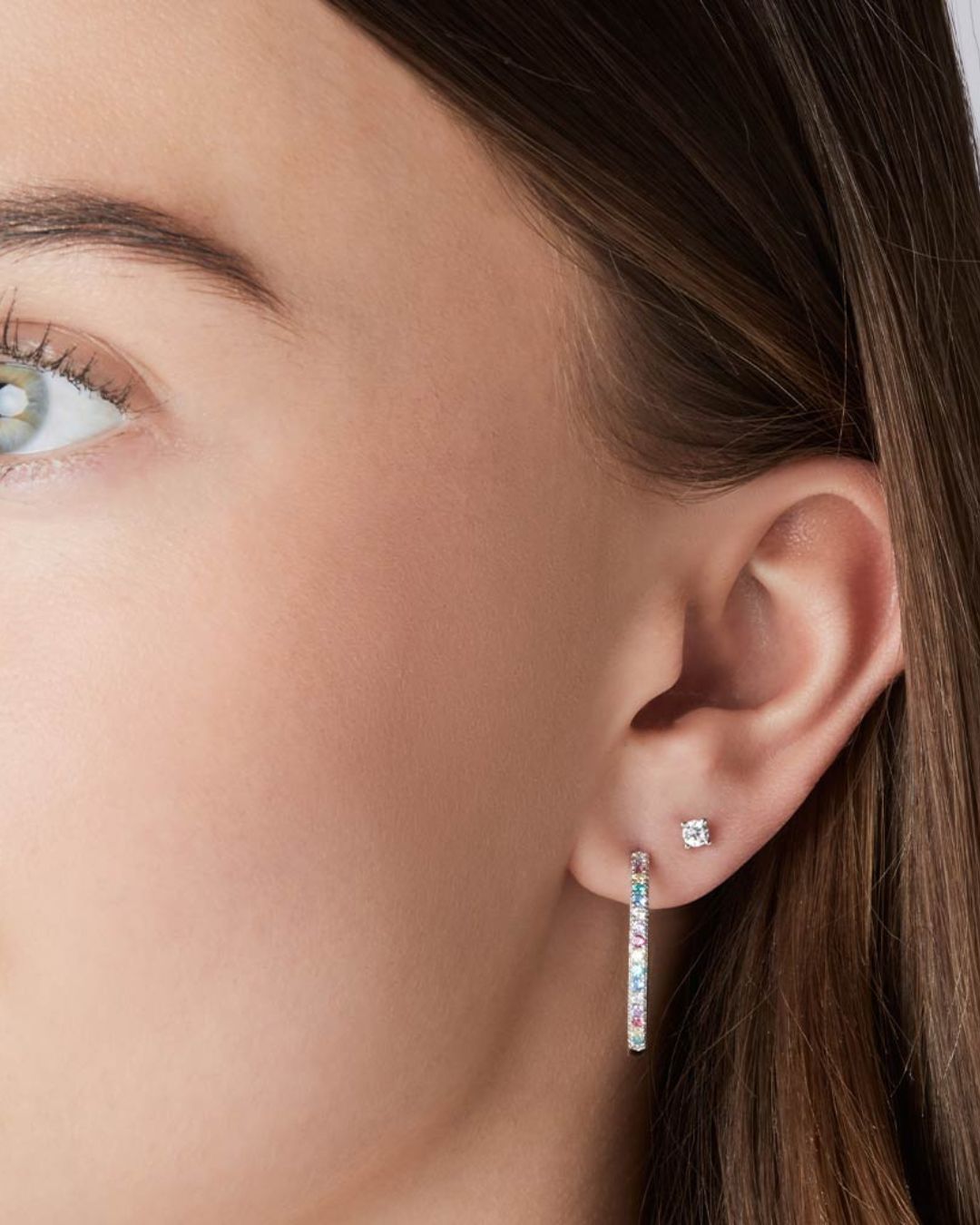 Ohrstecker "Zirkonia" - Weiss/Silber