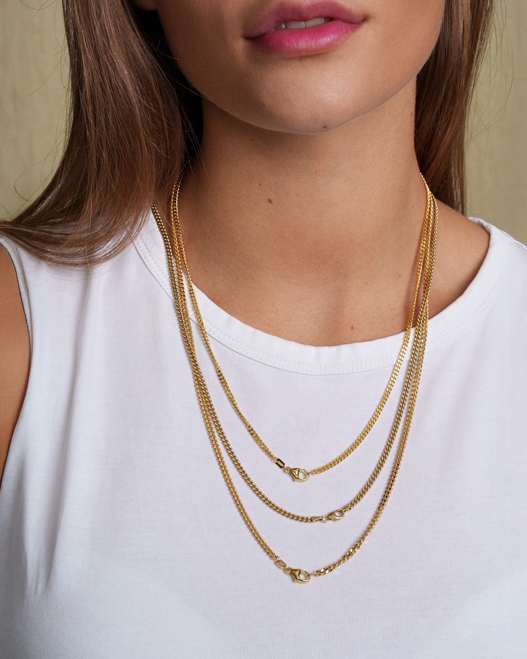 Halskette "Letter" - Panzerkette Gold