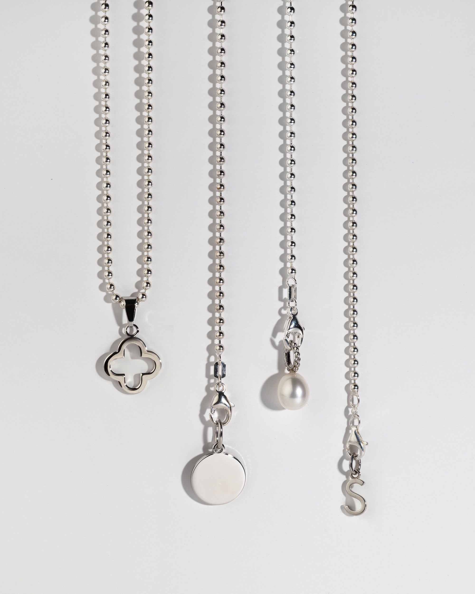 Halskette "Plättchen" - Kugelkette Silber